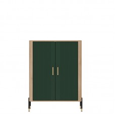 Kumode ar durvīm DANTE DT11, Ozols cremona/Zaļš matēts/Zelts